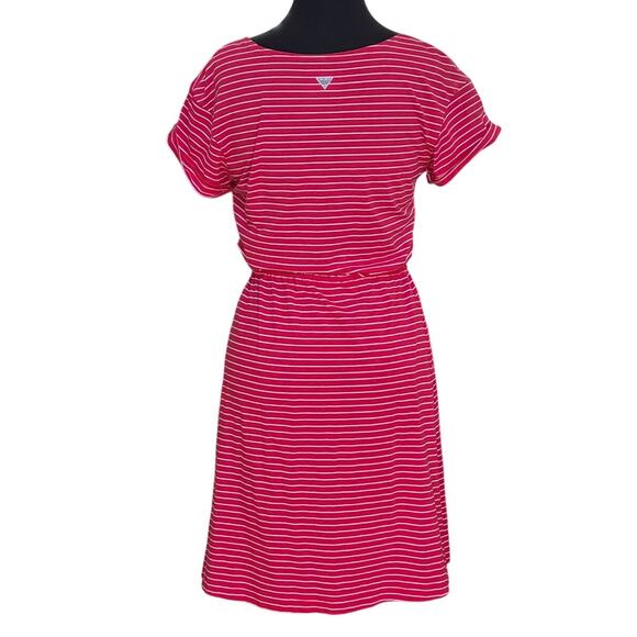 Columbia PFG Omni-Wick Pink & White Striped Dress Medium FL5040 - Picture 2 of 8
